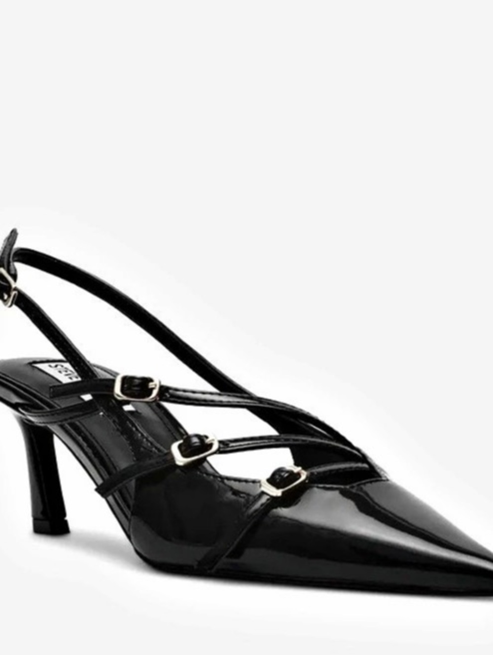 Steve Madden Black Patent Slingback Kitten Heels